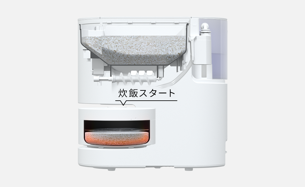 自動計量IH炊飯器 SR-AX1の炊飯している様子