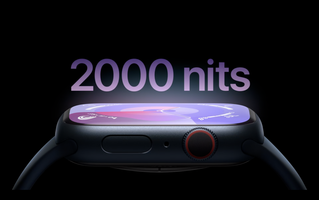 Apple Watch Series 9の、2000〜1ニトに対応したディスプレイ