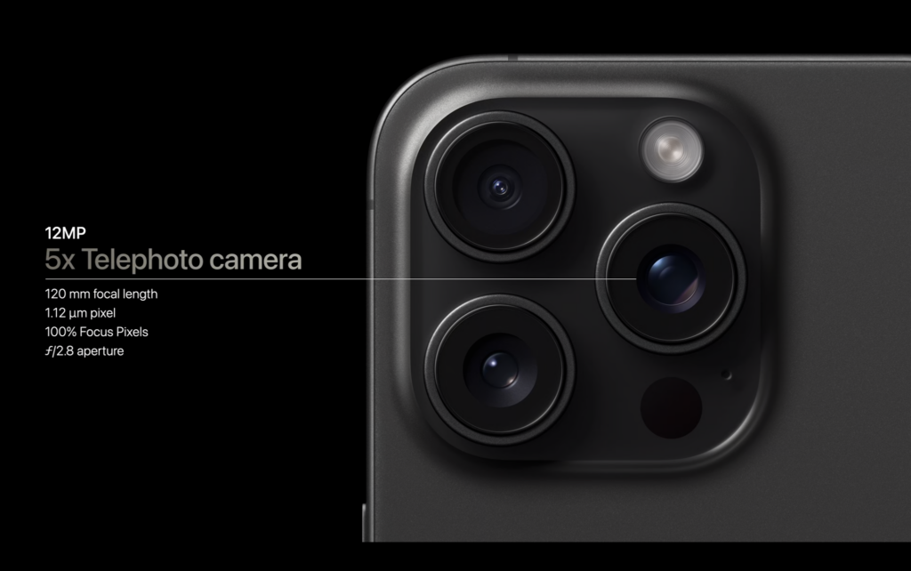 iPhone 15 Pro Maxは120mmの5倍光学ズームが搭載