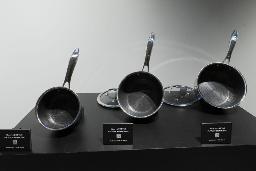 「HexClad」HYBRID PANS & DUTCH OVEN 4cm ヘックスクラッド ハイブリッド蓋付き鍋（0.95L）と18cm ヘックスクラッド ハイブリッド蓋付き鍋（1.9L）と20cm ヘックスクラッド ハイブリッド蓋付き鍋（2.8L）