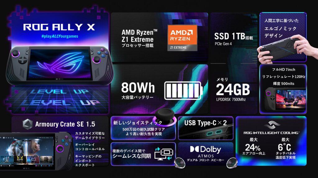 新登場する「ASUS ROG Ally X」の機能一覧