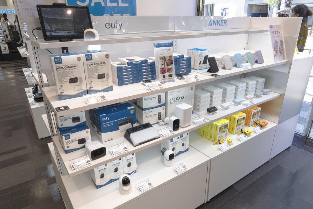 「Anker Store 銀座」に展示されるEufyブランド