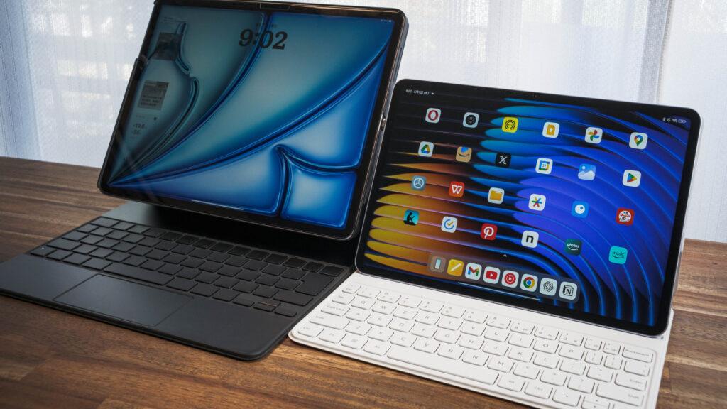 Magic Keyboard使用中のiPadとXiaomi Pad 7と純正キーボードのセット