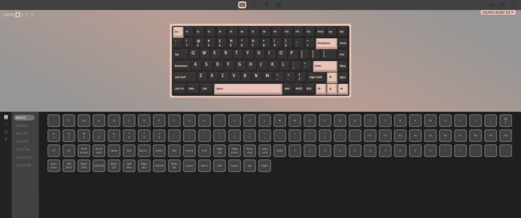 キーマッピングの画面