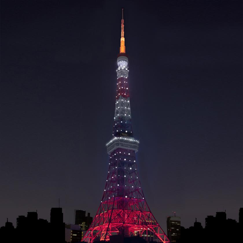 特別ライトアップの東京タワー