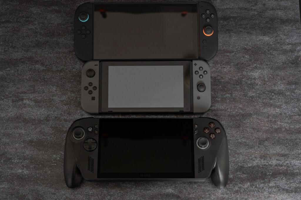 上からNintendo Switch2、Nintendo Switch、ROG Xbox Ally X
