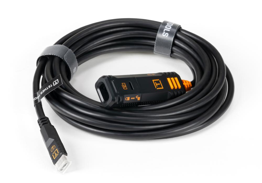 テザープロ オプティマ 10G USB-C ロッキング エクステンションケーブル（4.8m）ブラック