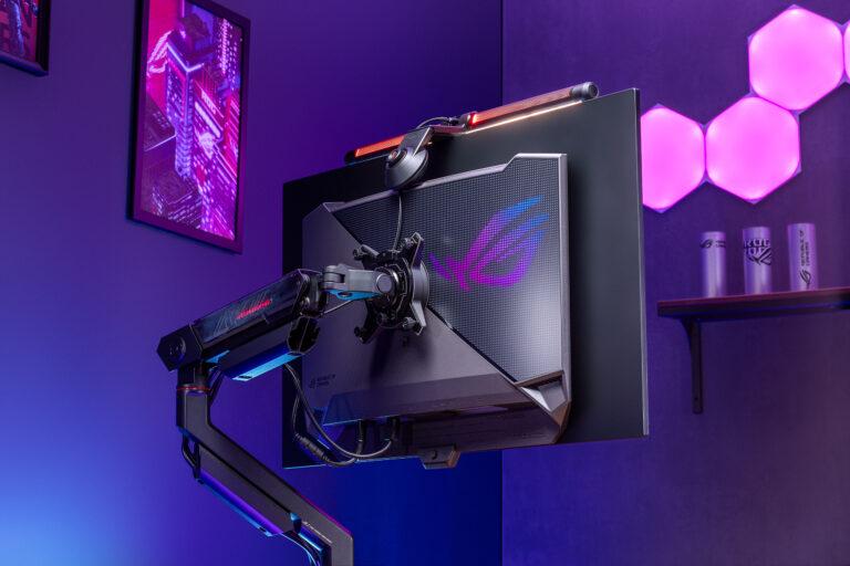 ROGからサイバーパンクなデザインのモニターアームが登場。最大39インチ、11.5kgまで対応で汎用性が高そう