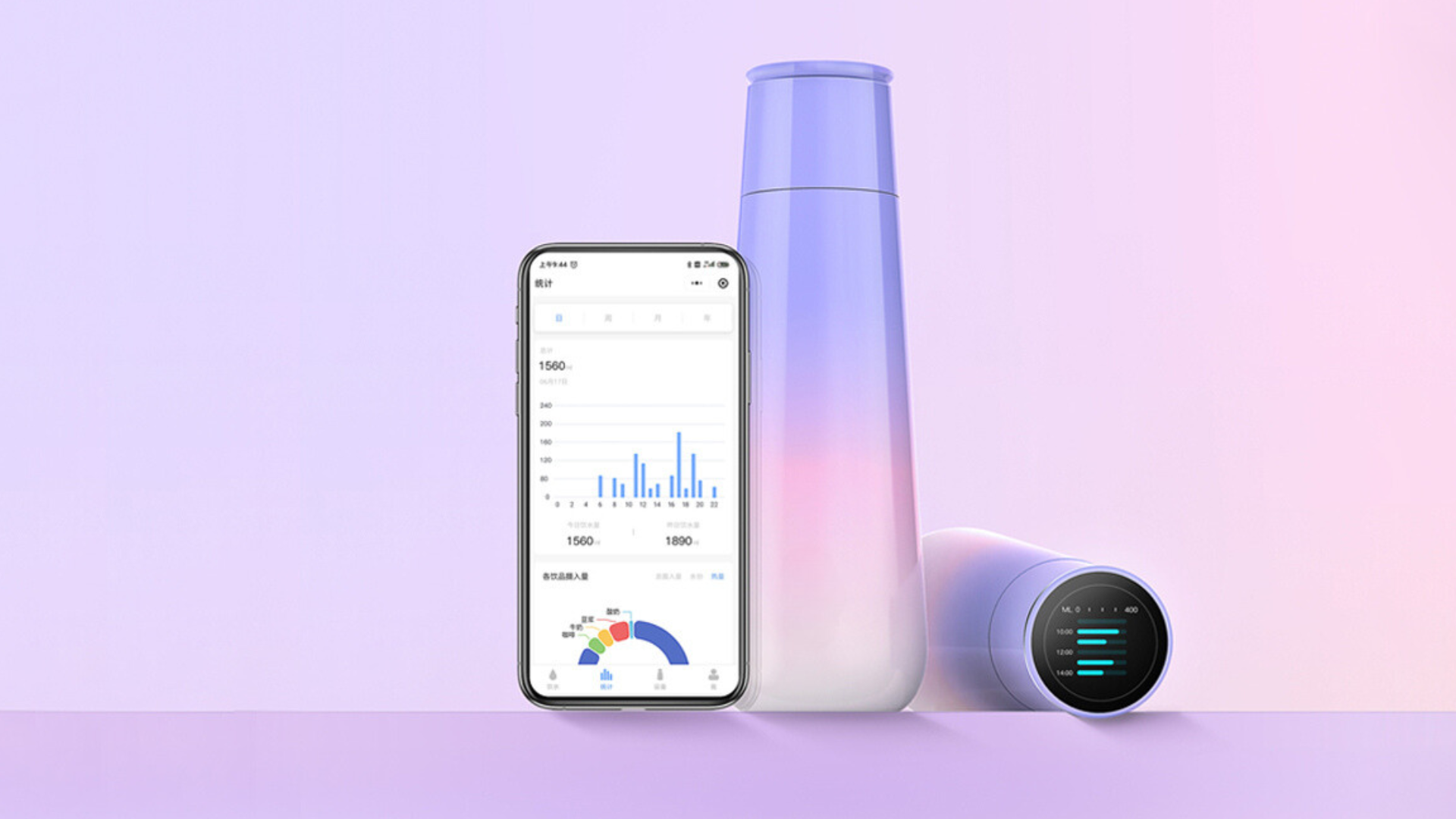 アプリで水分補給量を管理でき、温度もわかるM2スマートボトルがクラファンとb8ta Tokyoに登場