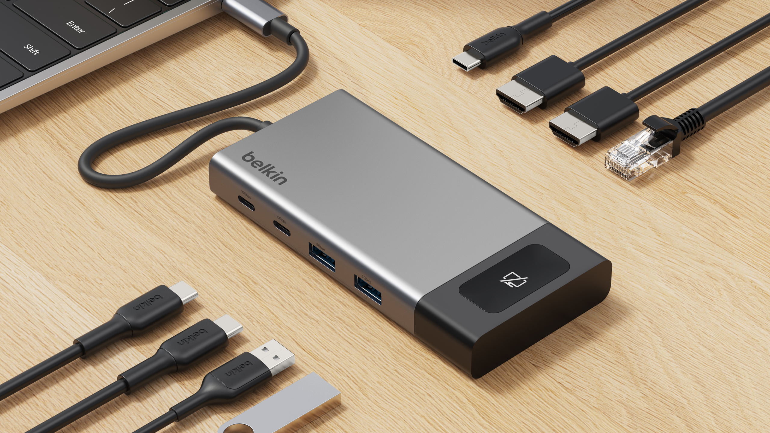 Belkinがプライバシーボタン搭載のUSB-Cハブ発売、デュアル4K 60Hz対応8-in-1