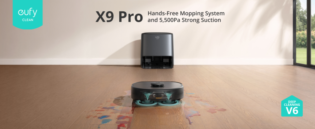 Eufy Clean X9 Pro with Auto-Clean Station全自動のモップを備えており、5500Paでゴミ吸引も行える。