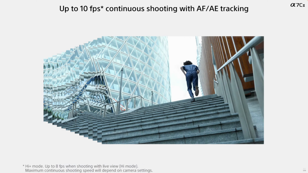 α7C Ⅱは連続撮影時には最高約10コマ/秒のAF/AE追従連続撮影を可能に