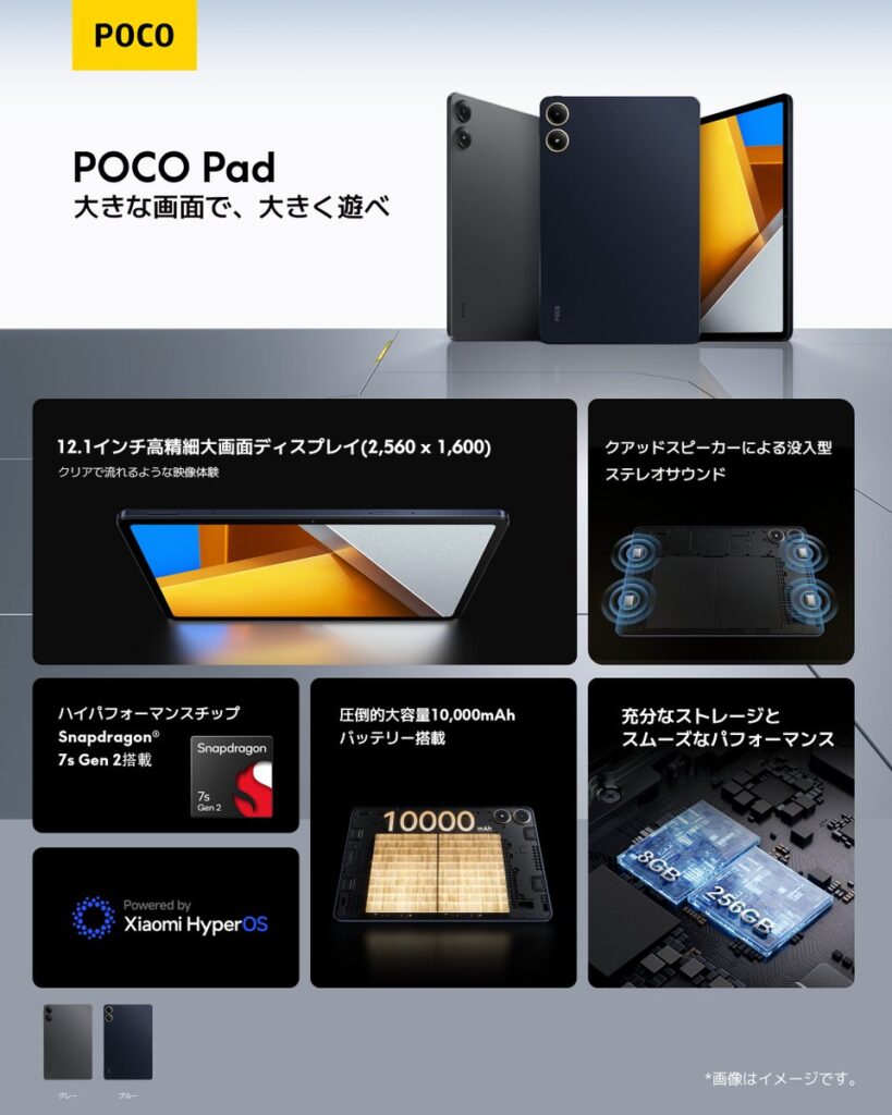 POCOブランド初のタブレット「POCO Pad」の特徴シート