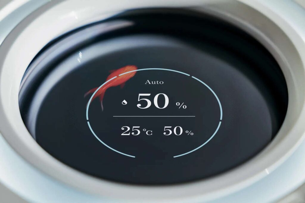 BALMUDA Rain 高精細ディスプレイによる表示