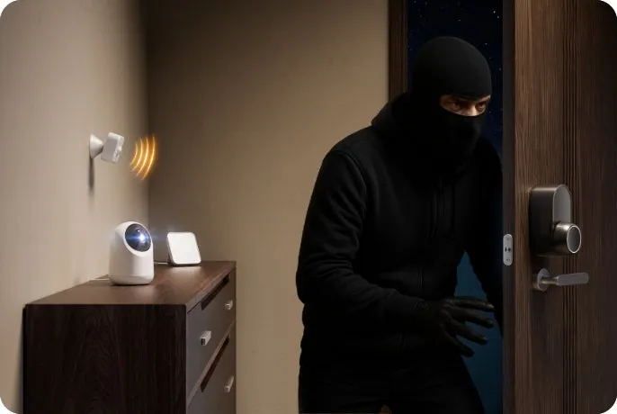 強盗がドアを開けようとしている様子を捉えた画像