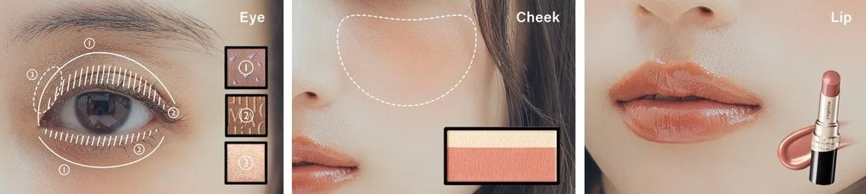 メイクアップのチュートリアル画像。