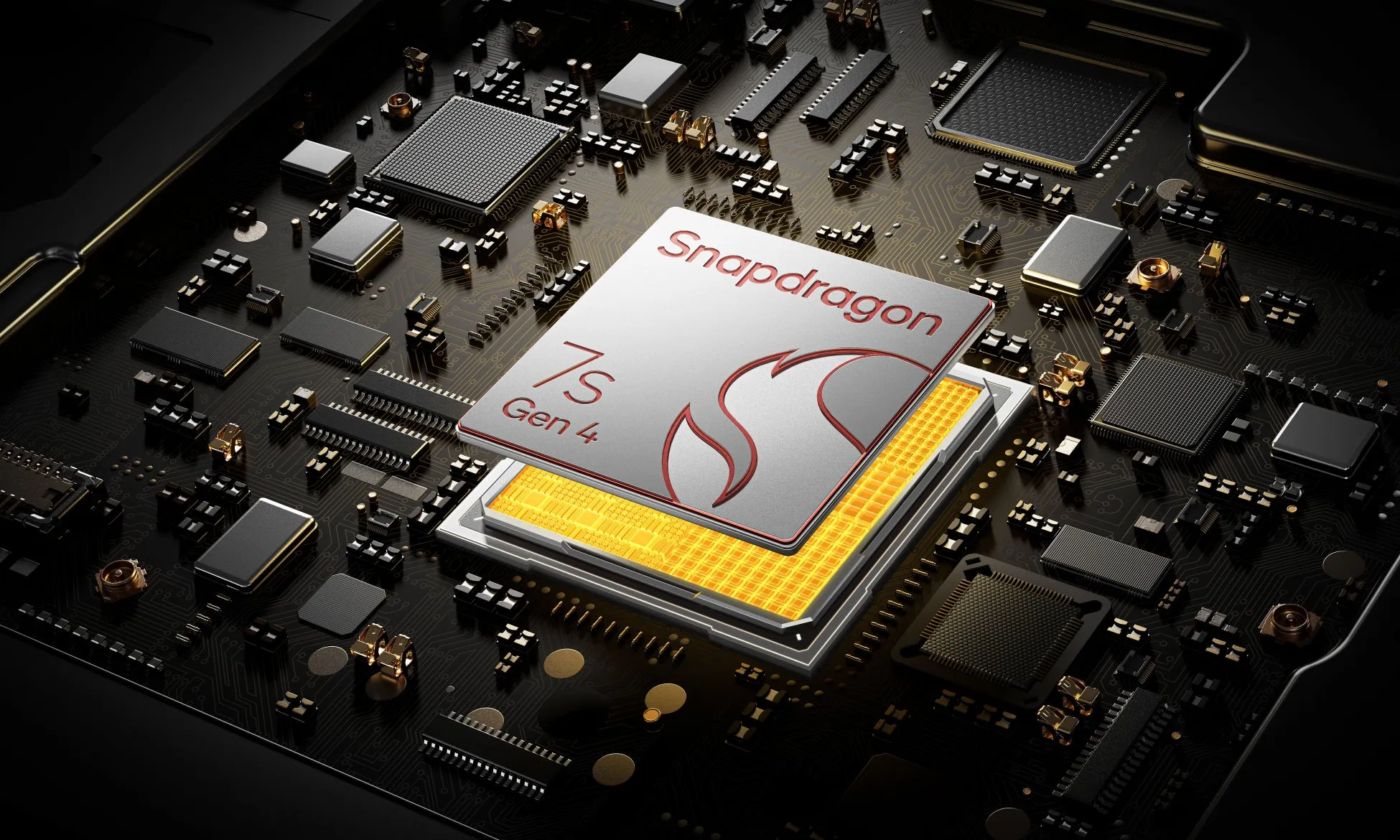 Snapdragon 7S Gen 4プロセッサのクローズアップ画像