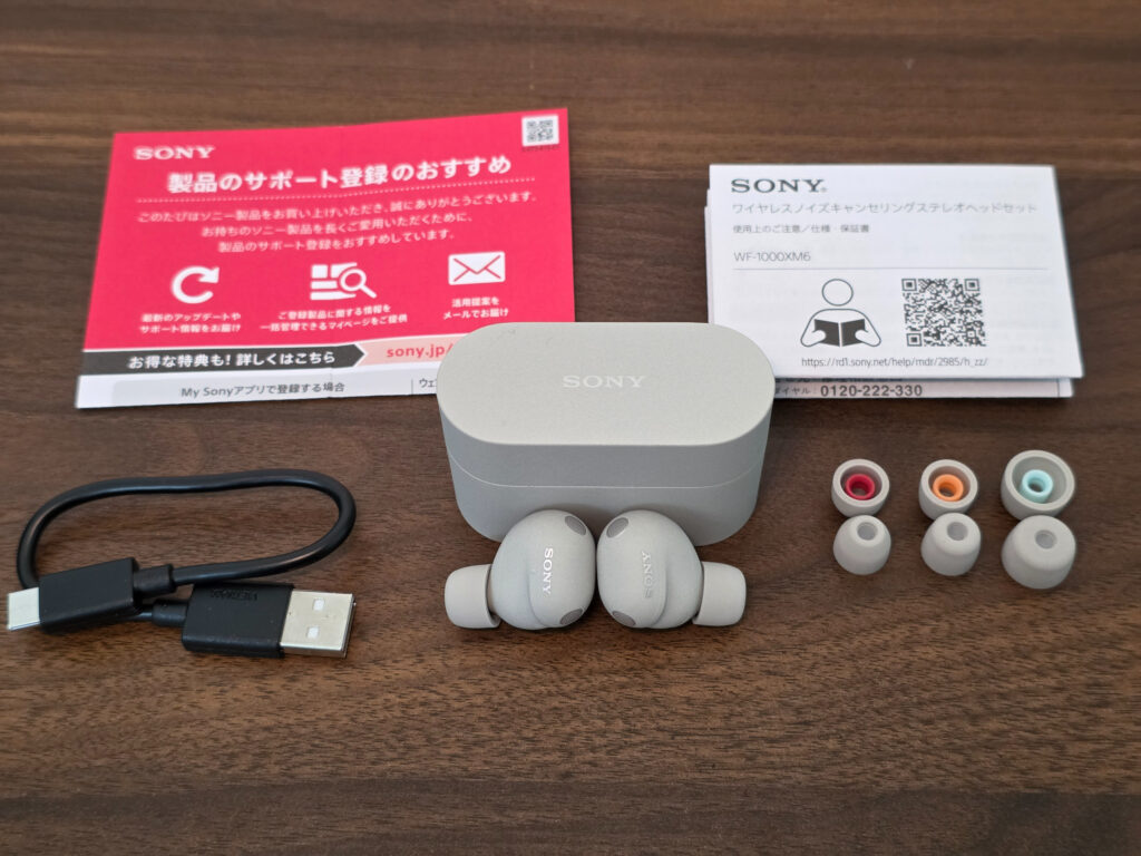 WF1000XM6の付属品全体