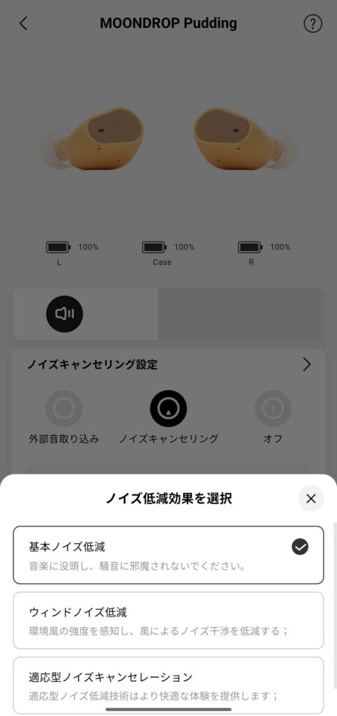 ノイズキャンセル設定